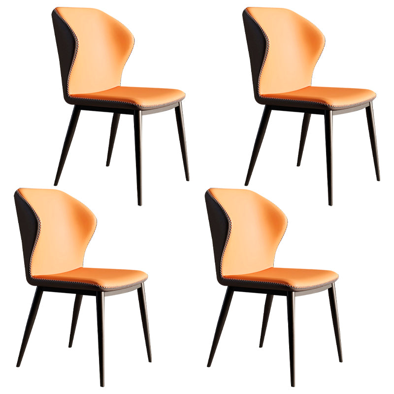 Silla de comedor de metal de estilo contemporáneo, silla lateral sin brazos con respaldo lateral para cocina