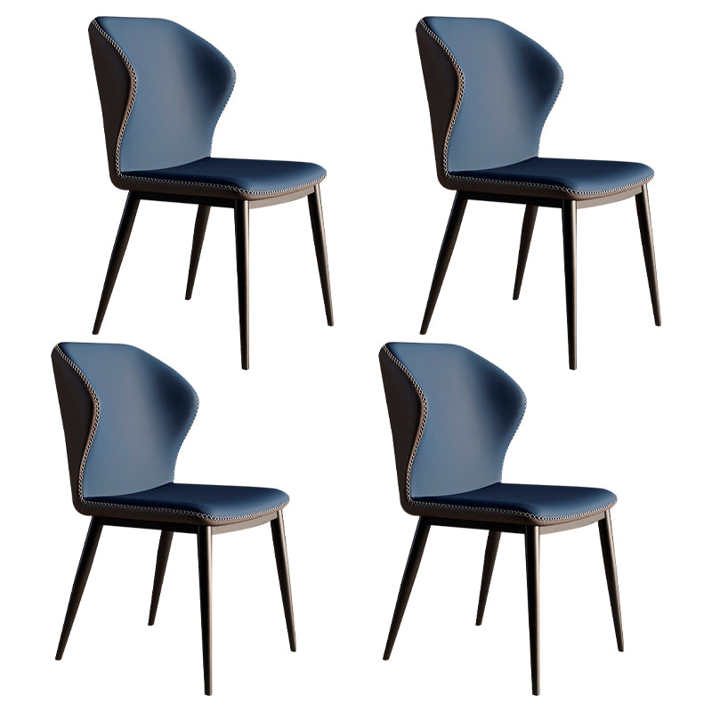 Silla de comedor de metal de estilo contemporáneo, silla lateral sin brazos con respaldo lateral para cocina