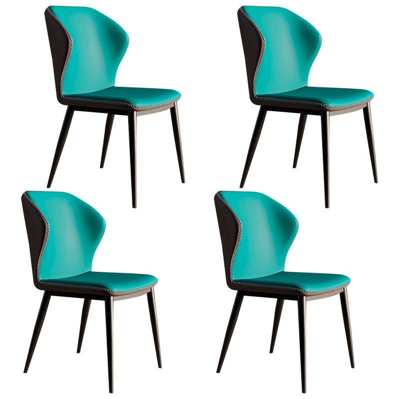 Silla de comedor de metal de estilo contemporáneo, silla lateral sin brazos con respaldo lateral para cocina