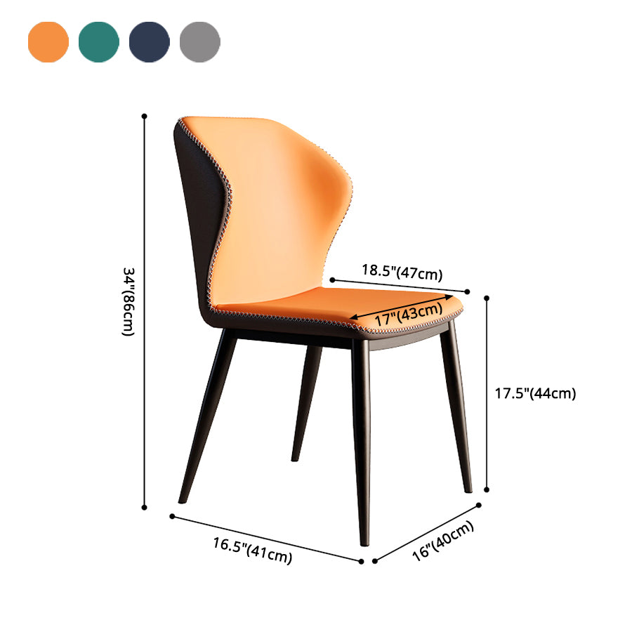 Silla de comedor de metal de estilo contemporáneo, silla lateral sin brazos con respaldo lateral para cocina