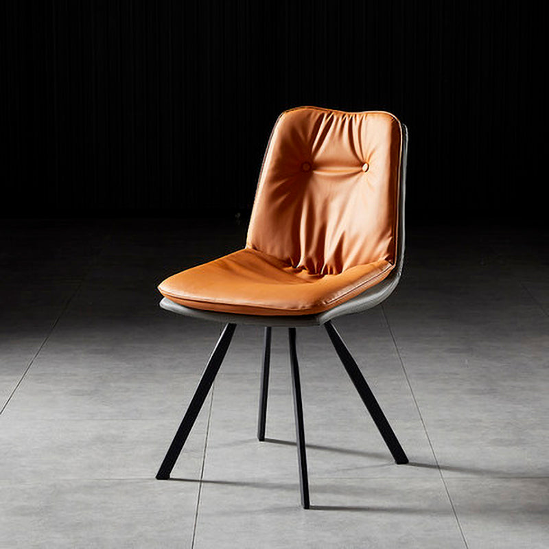 Silla de comedor de metal de estilo contemporáneo, silla lateral sin brazos para cocina