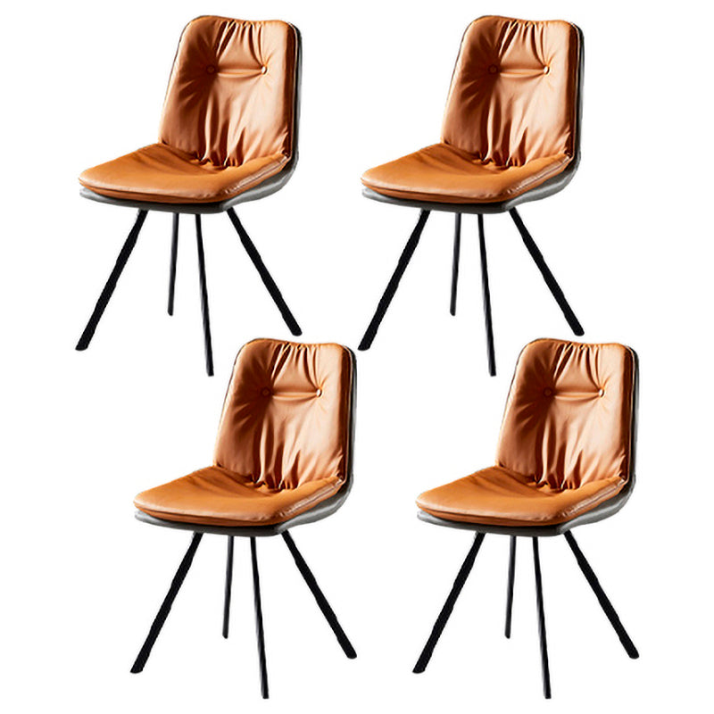 Silla de comedor de metal de estilo contemporáneo, silla lateral sin brazos para cocina