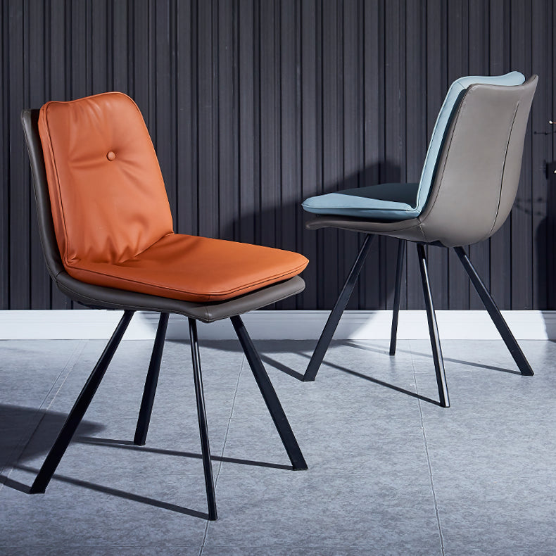 Silla de comedor de metal de estilo contemporáneo, silla lateral sin brazos para cocina