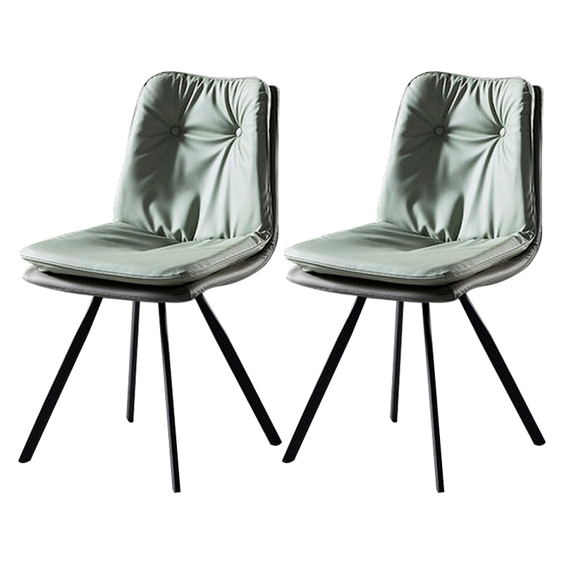 Silla de comedor de metal de estilo contemporáneo, silla lateral sin brazos para cocina