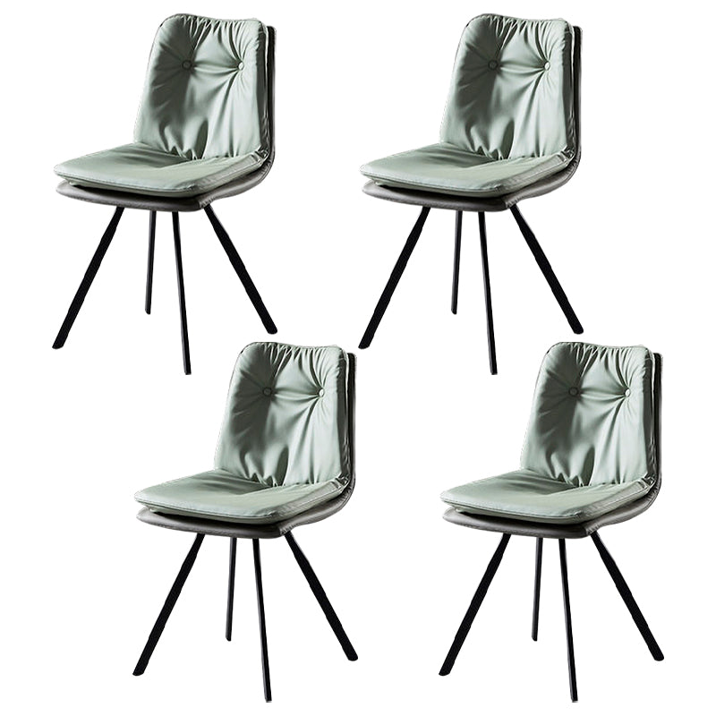 Silla de comedor de metal de estilo contemporáneo, silla lateral sin brazos para cocina