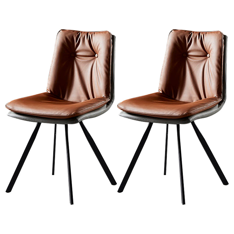 Silla de comedor de metal de estilo contemporáneo, silla lateral sin brazos para cocina