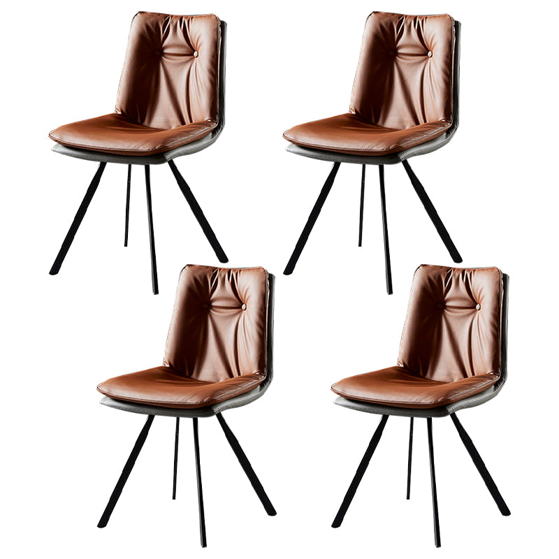 Silla de comedor de metal de estilo contemporáneo, silla lateral sin brazos para cocina