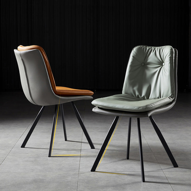Silla de comedor de metal de estilo contemporáneo, silla lateral sin brazos para cocina