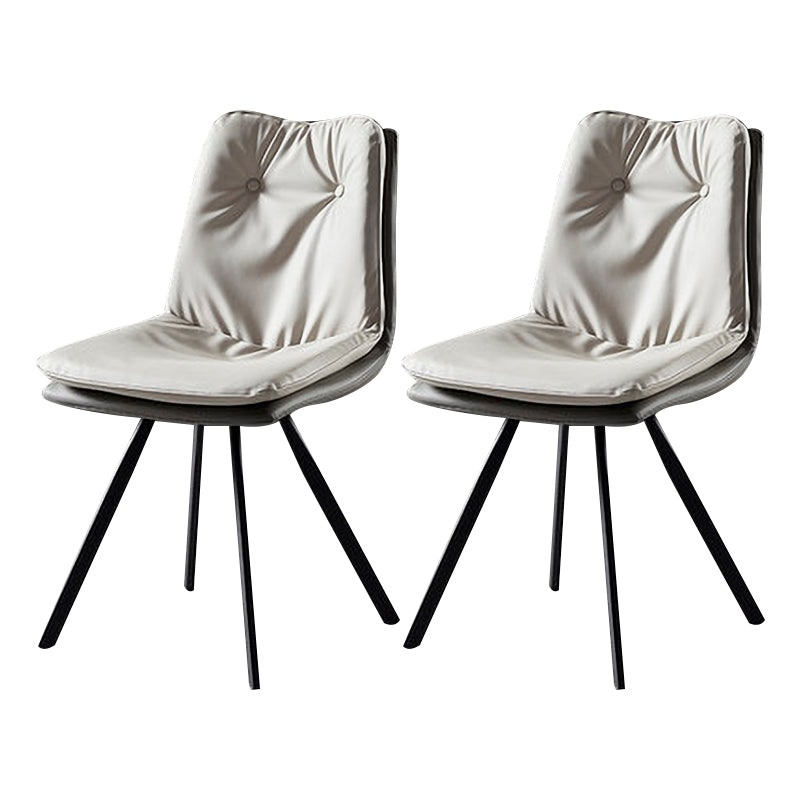 Silla de comedor de metal de estilo contemporáneo, silla lateral sin brazos para cocina