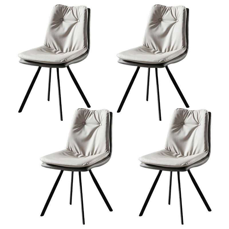 Silla de comedor de metal de estilo contemporáneo, silla lateral sin brazos para cocina