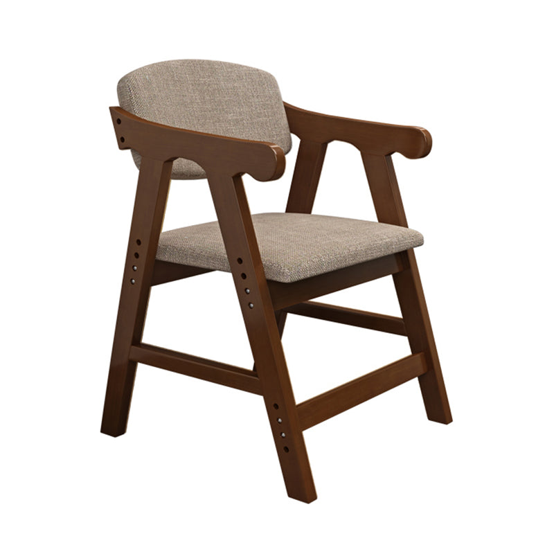 Silla de comedor con respaldo abierto, brazo tapizado, silla de comedor individual con patas de madera
