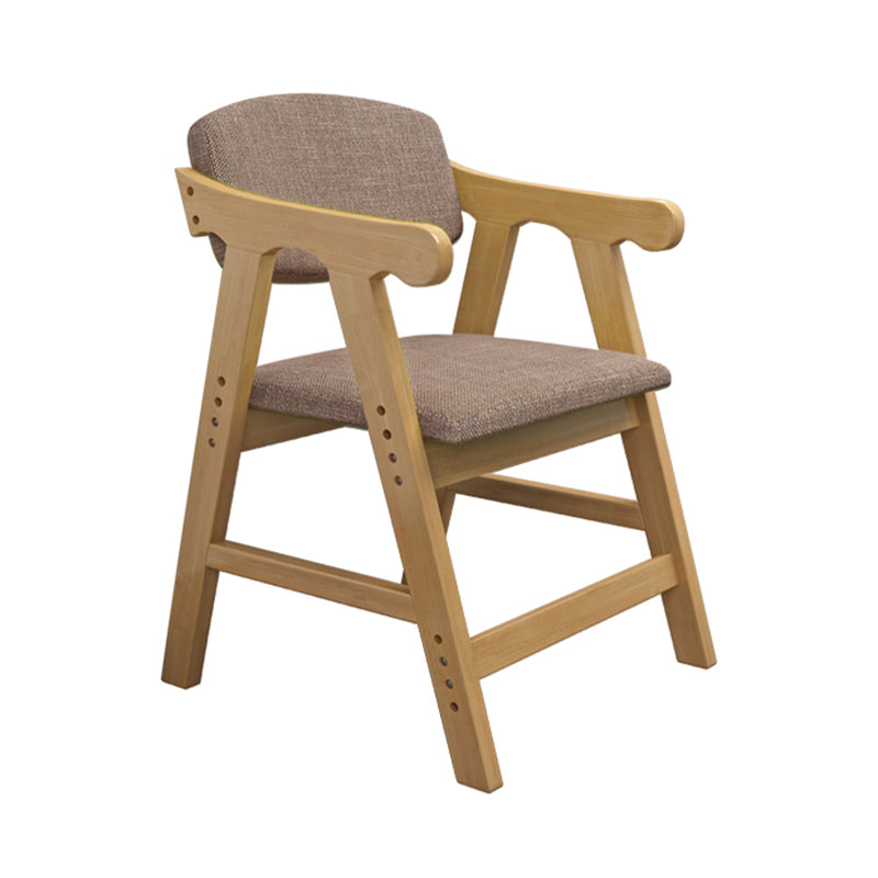 Silla de comedor con respaldo abierto, brazo tapizado, silla de comedor individual con patas de madera