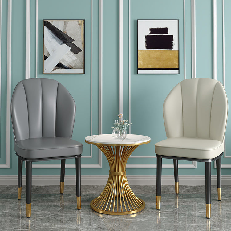 Silla lateral de metal contemporánea, silla sin brazos con respaldo de cojín para comedor