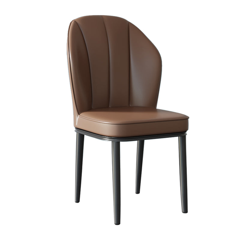 Silla lateral de metal contemporánea, silla sin brazos con respaldo de cojín para comedor