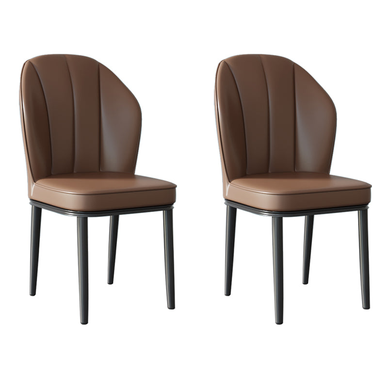 Silla lateral de metal contemporánea, silla sin brazos con respaldo de cojín para comedor