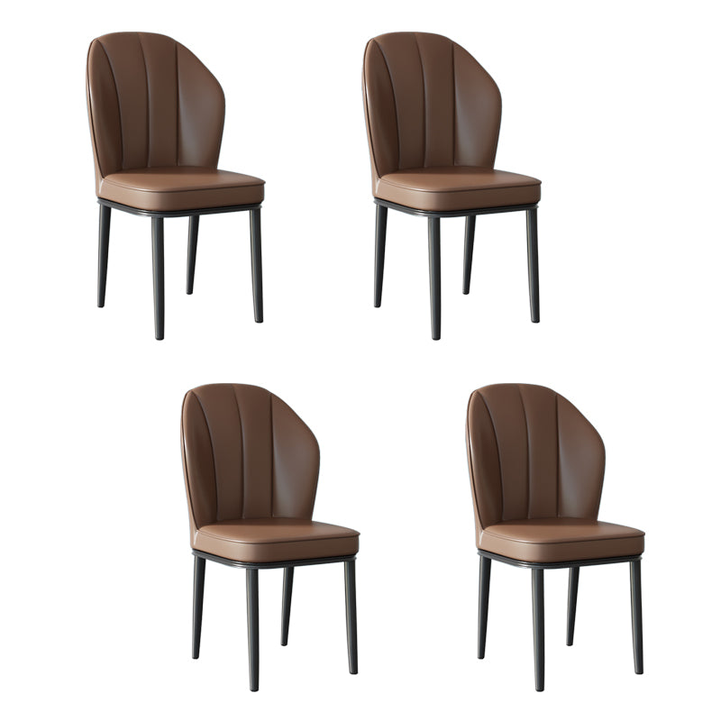 Silla lateral de metal contemporánea, silla sin brazos con respaldo de cojín para comedor