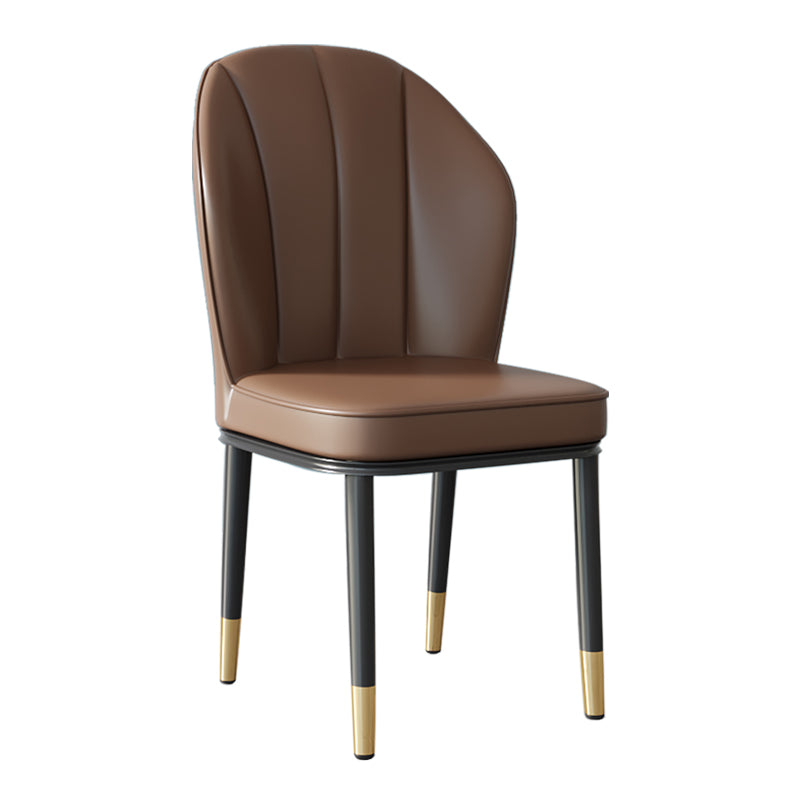 Silla lateral de metal contemporánea, silla sin brazos con respaldo de cojín para comedor