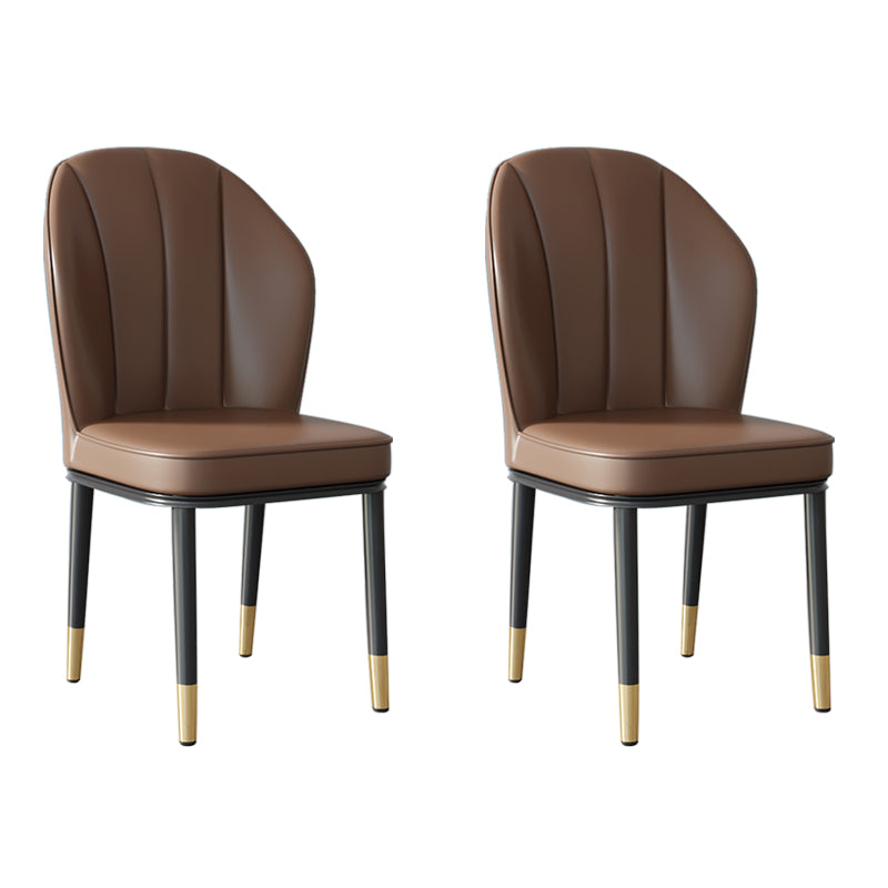 Silla lateral de metal contemporánea, silla sin brazos con respaldo de cojín para comedor
