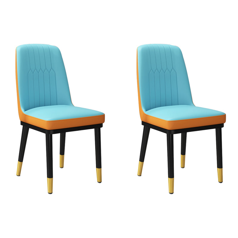 Silla lateral de metal contemporánea, silla sin brazos con respaldo de cojín para comedor
