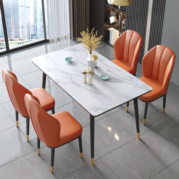Silla lateral de metal contemporánea, silla sin brazos con respaldo de cojín para comedor