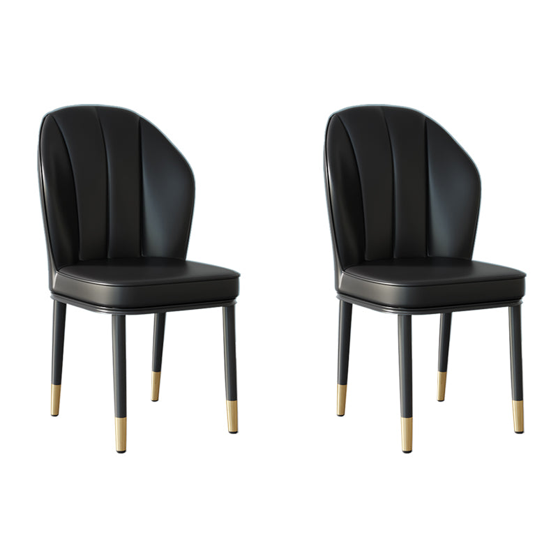 Silla lateral de metal contemporánea, silla sin brazos con respaldo de cojín para comedor
