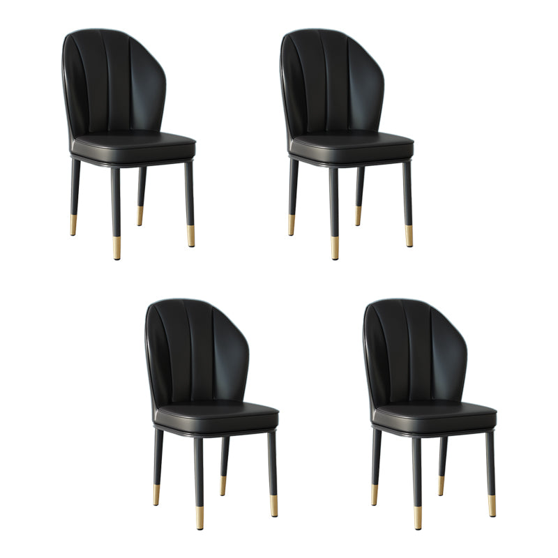 Silla lateral de metal contemporánea, silla sin brazos con respaldo de cojín para comedor