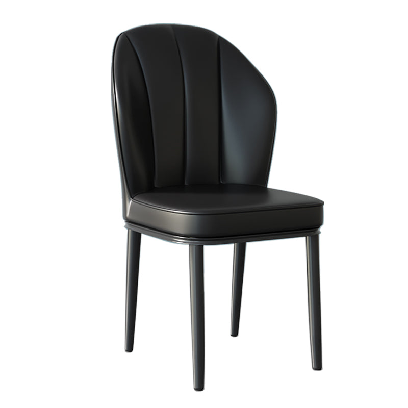 Silla lateral de metal contemporánea, silla sin brazos con respaldo de cojín para comedor