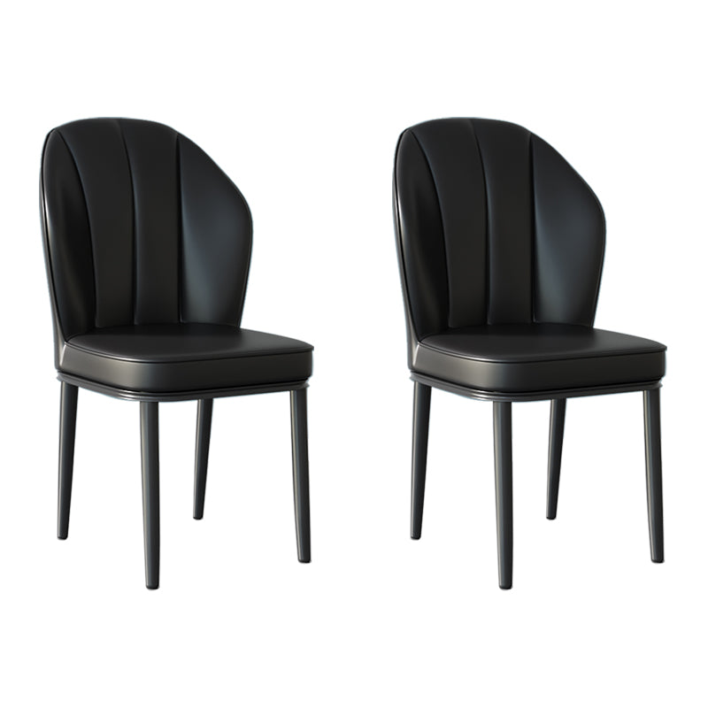Silla lateral de metal contemporánea, silla sin brazos con respaldo de cojín para comedor