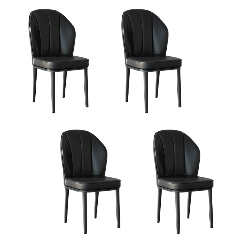 Silla lateral de metal contemporánea, silla sin brazos con respaldo de cojín para comedor