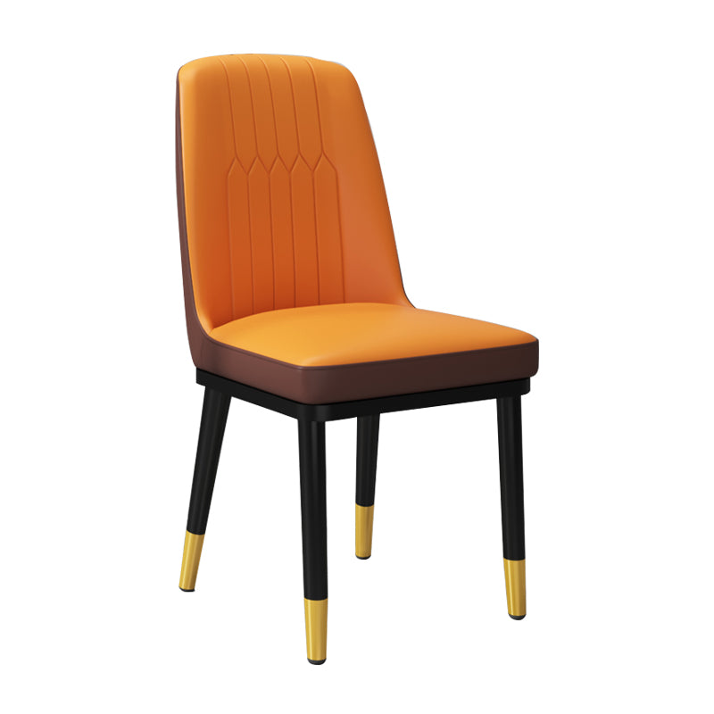 Silla lateral de metal contemporánea, silla sin brazos con respaldo de cojín para comedor
