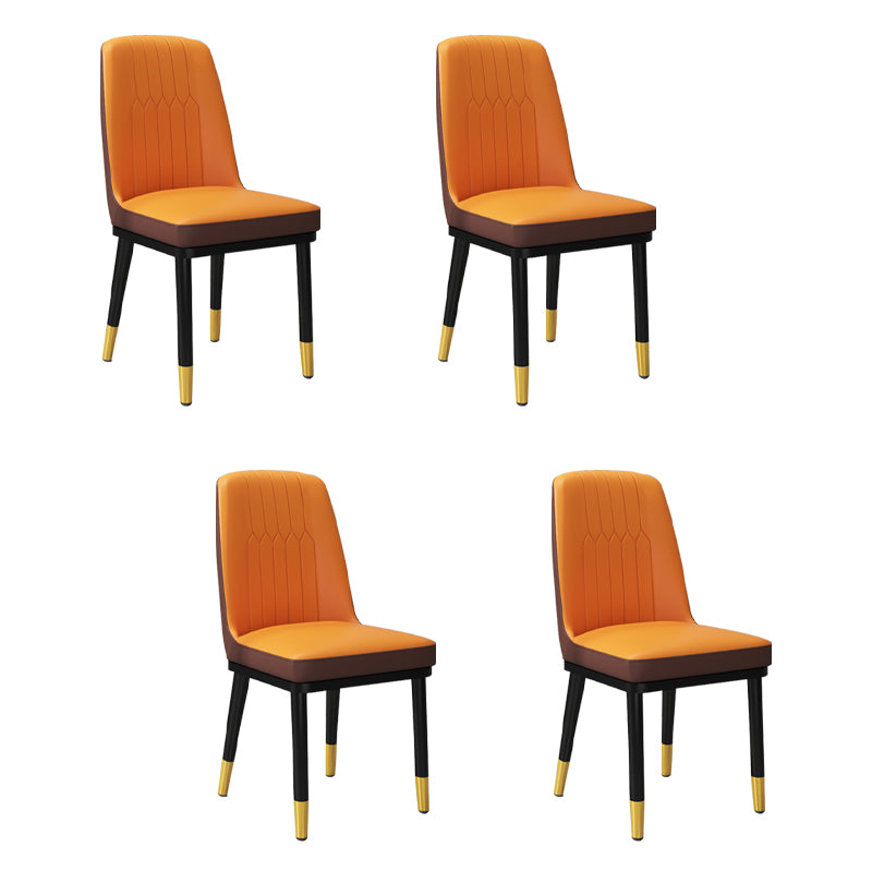 Silla lateral de metal contemporánea, silla sin brazos con respaldo de cojín para comedor