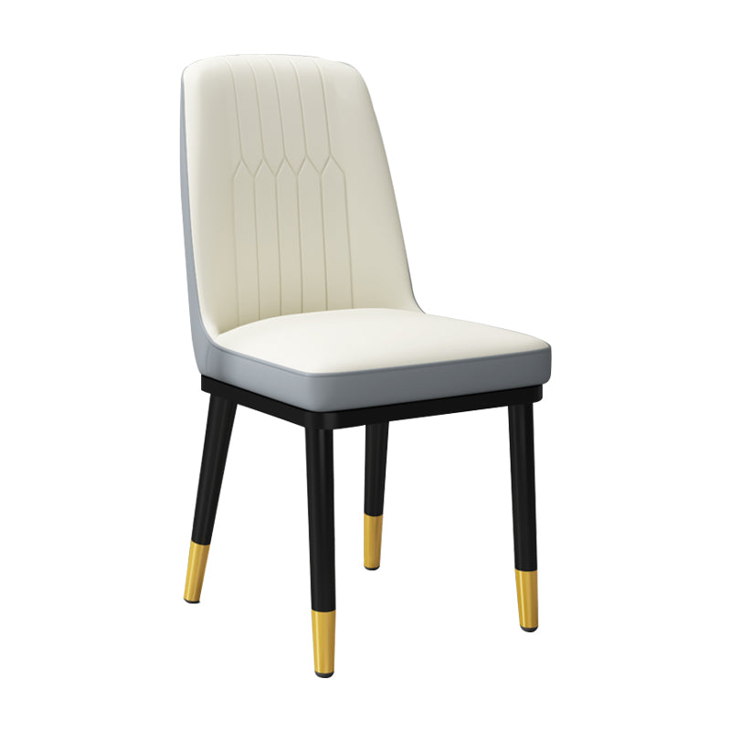 Silla lateral de metal contemporánea, silla sin brazos con respaldo de cojín para comedor