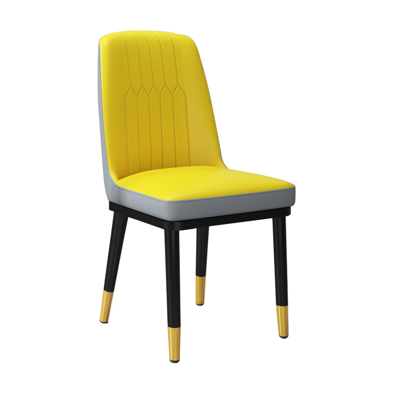 Silla lateral de metal contemporánea, silla sin brazos con respaldo de cojín para comedor