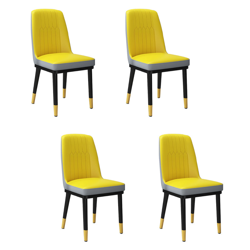 Silla lateral de metal contemporánea, silla sin brazos con respaldo de cojín para comedor