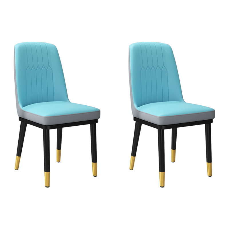 Silla lateral de metal contemporánea, silla sin brazos con respaldo de cojín para comedor