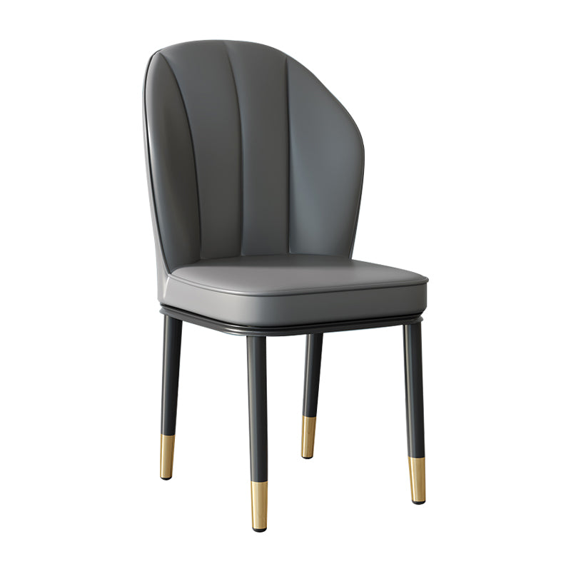 Silla lateral de metal contemporánea, silla sin brazos con respaldo de cojín para comedor