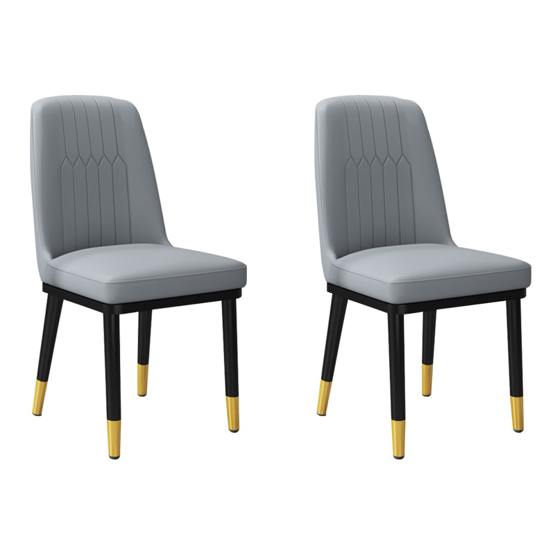 Silla lateral de metal contemporánea, silla sin brazos con respaldo de cojín para comedor