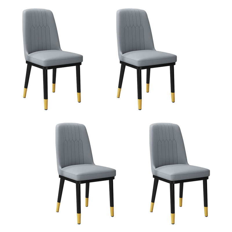 Silla lateral de metal contemporánea, silla sin brazos con respaldo de cojín para comedor