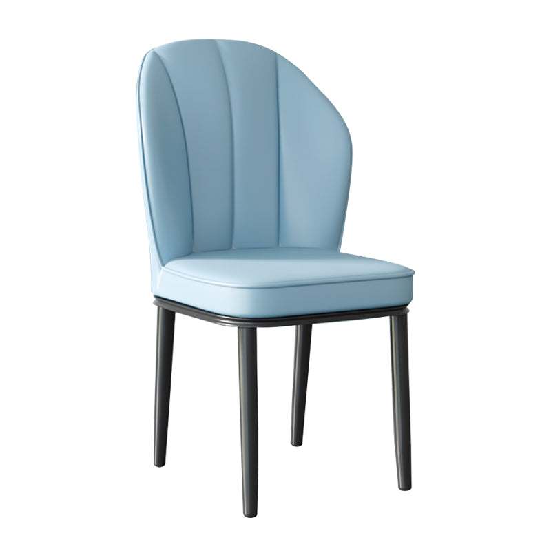 Silla lateral de metal contemporánea, silla sin brazos con respaldo de cojín para comedor