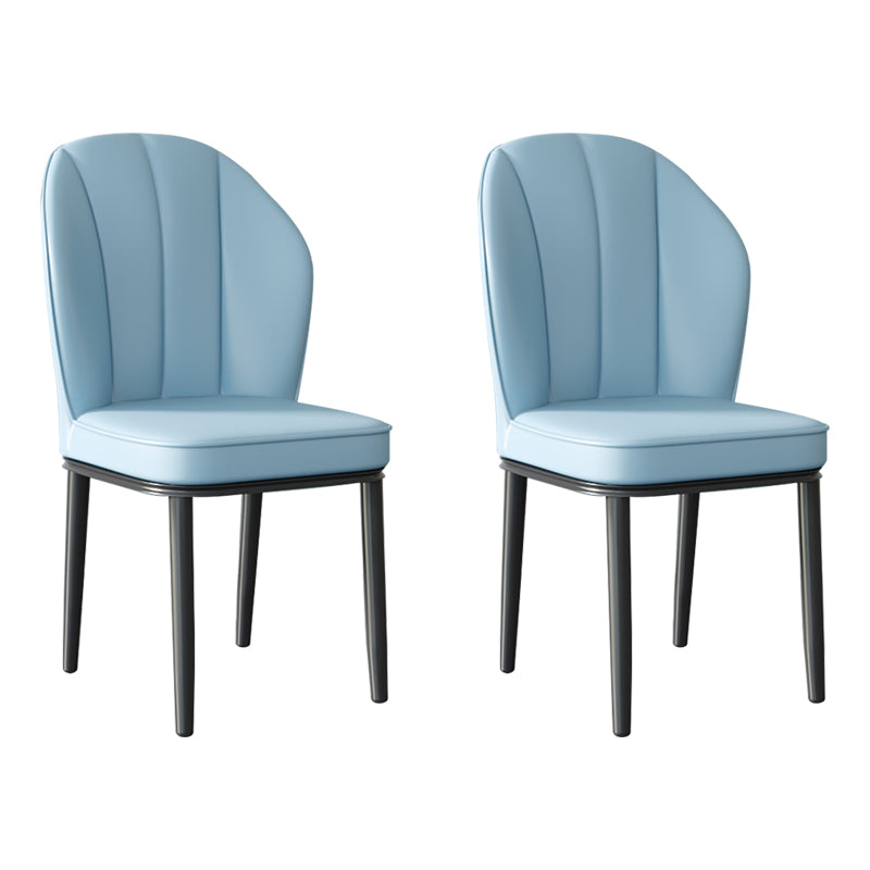 Silla lateral de metal contemporánea, silla sin brazos con respaldo de cojín para comedor
