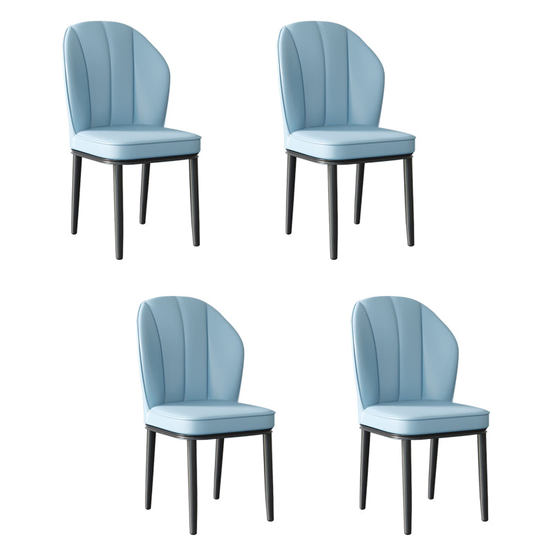 Silla lateral de metal contemporánea, silla sin brazos con respaldo de cojín para comedor