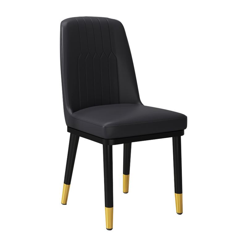Silla lateral de metal contemporánea, silla sin brazos con respaldo de cojín para comedor