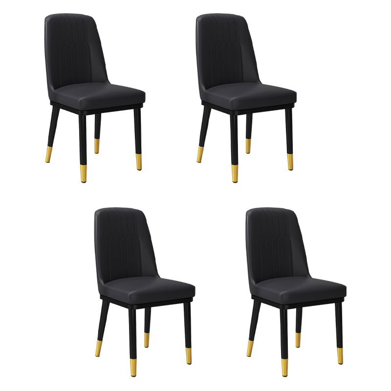 Silla lateral de metal contemporánea, silla sin brazos con respaldo de cojín para comedor