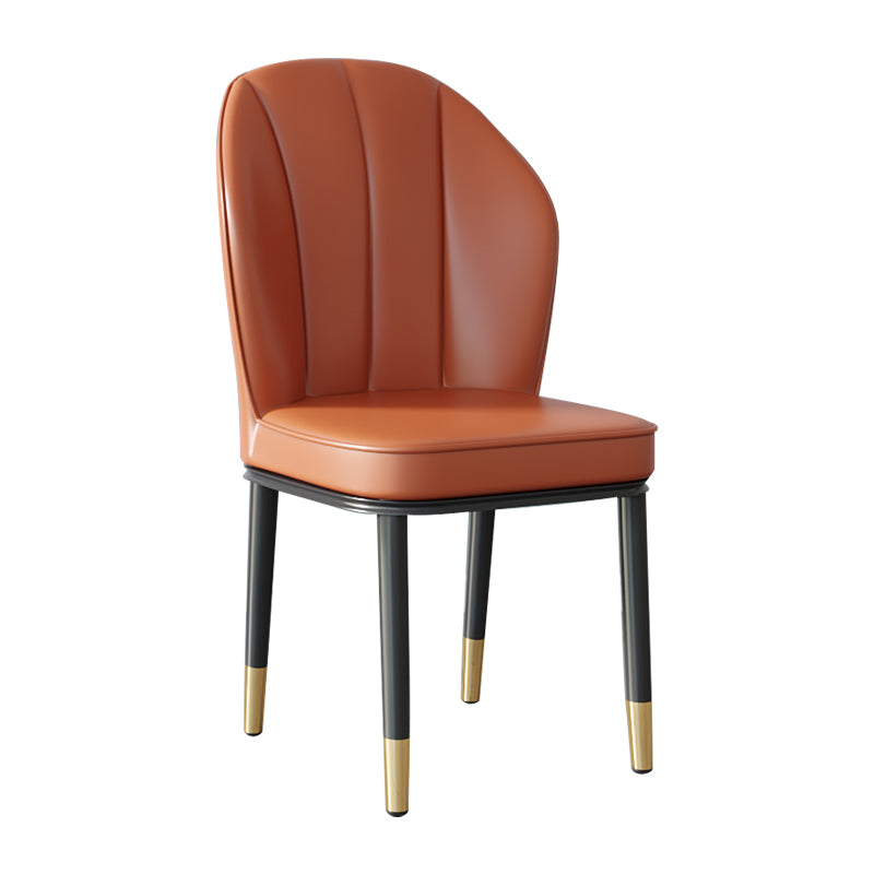 Silla lateral de metal contemporánea, silla sin brazos con respaldo de cojín para comedor