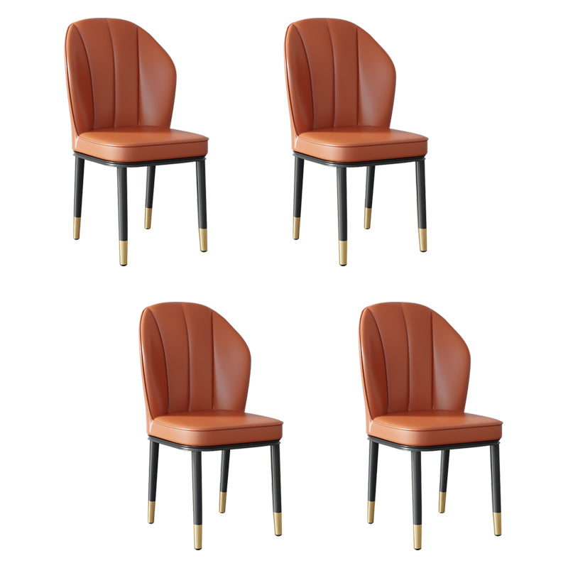 Silla lateral de metal contemporánea, silla sin brazos con respaldo de cojín para comedor