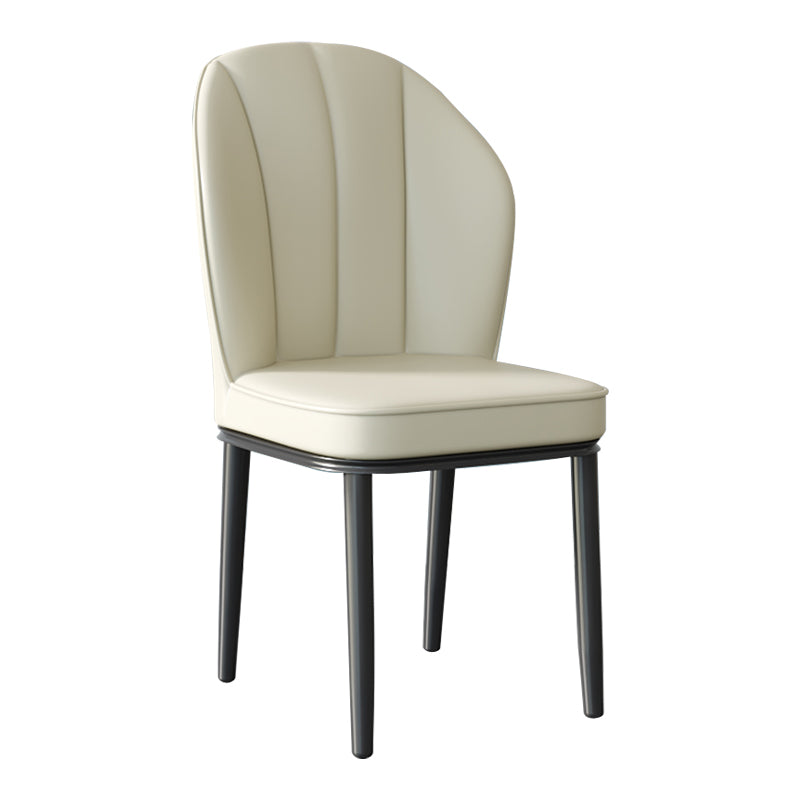 Silla lateral de metal contemporánea, silla sin brazos con respaldo de cojín para comedor
