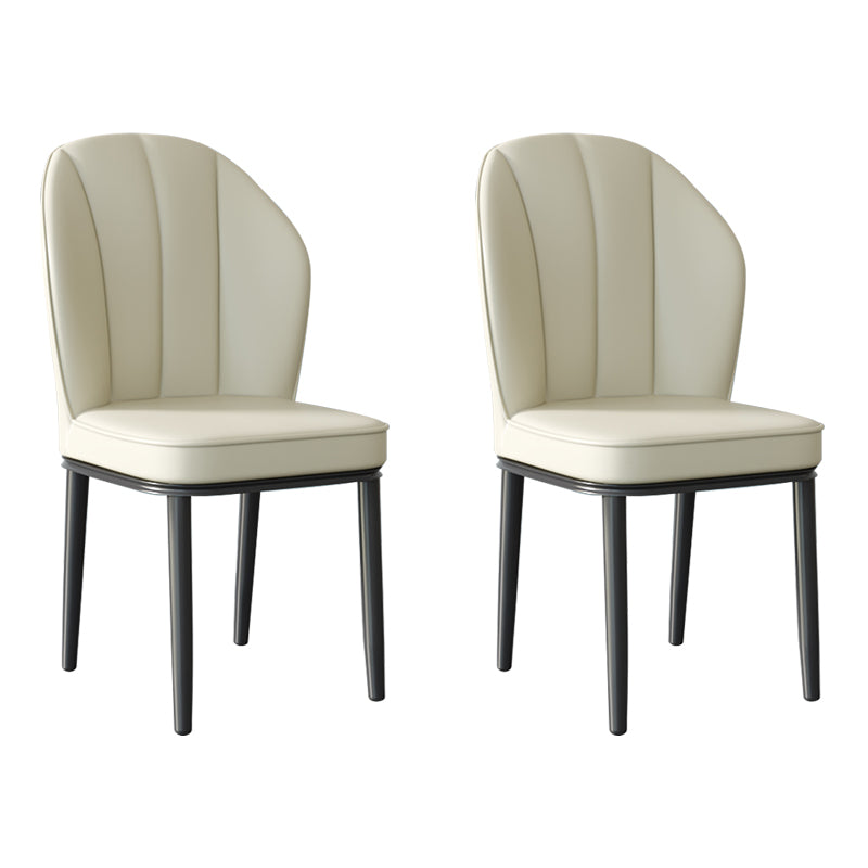 Silla lateral de metal contemporánea, silla sin brazos con respaldo de cojín para comedor