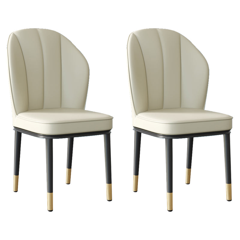 Silla lateral de metal contemporánea, silla sin brazos con respaldo de cojín para comedor