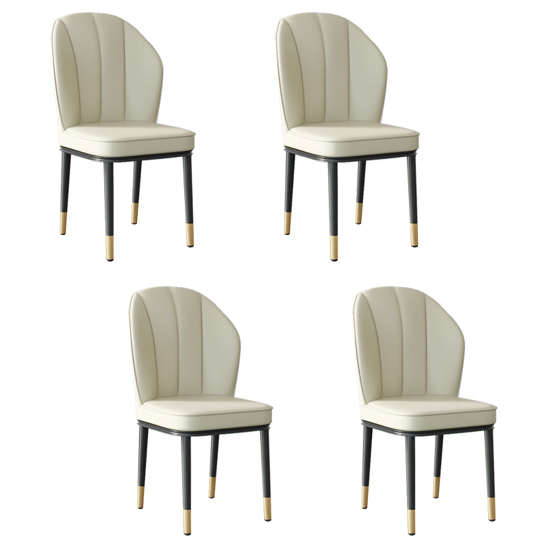 Silla lateral de metal contemporánea, silla sin brazos con respaldo de cojín para comedor