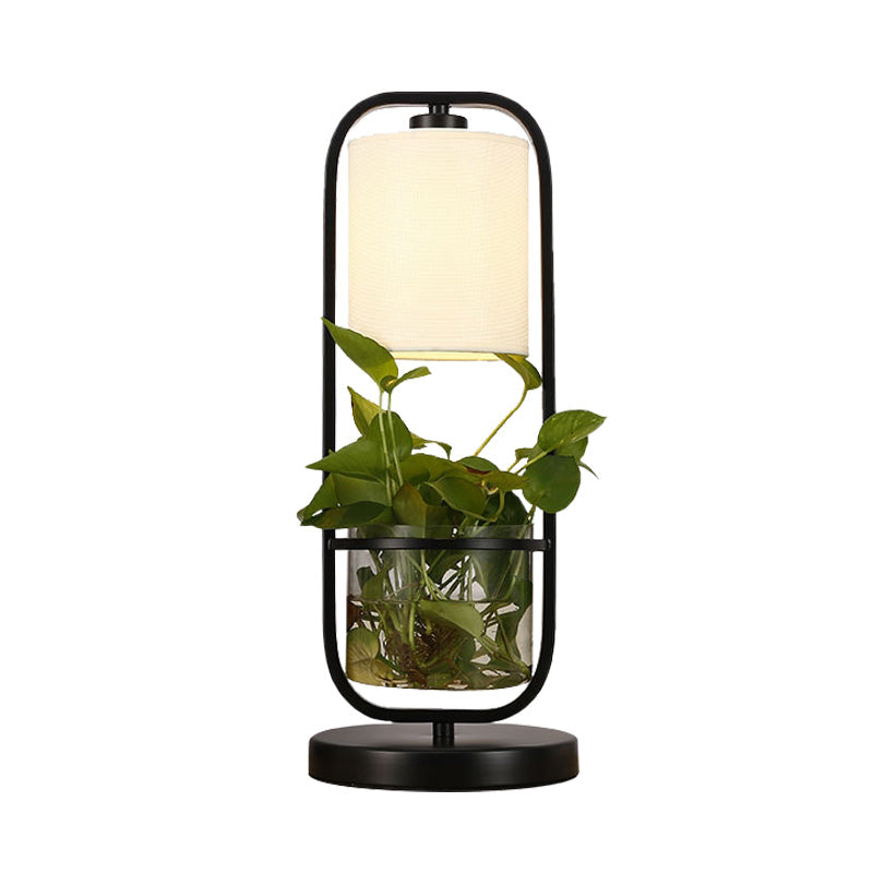 Rectangular Metal Night Table Light Antique LED Living Room Nightstand Lamp in Black
